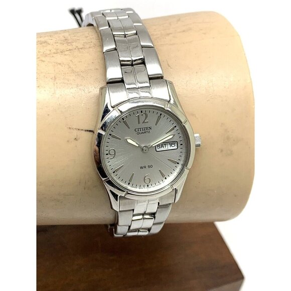 Citizen Women's Watch EQ0540-57A Quartz Silver Dial Day Date Petite 25mm Steel - Picture 10 of 13